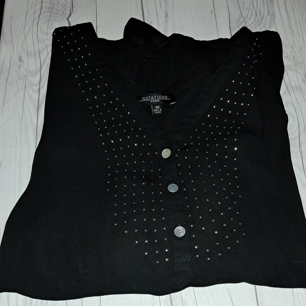 Notations Black Women's Blouse with Silver Accents